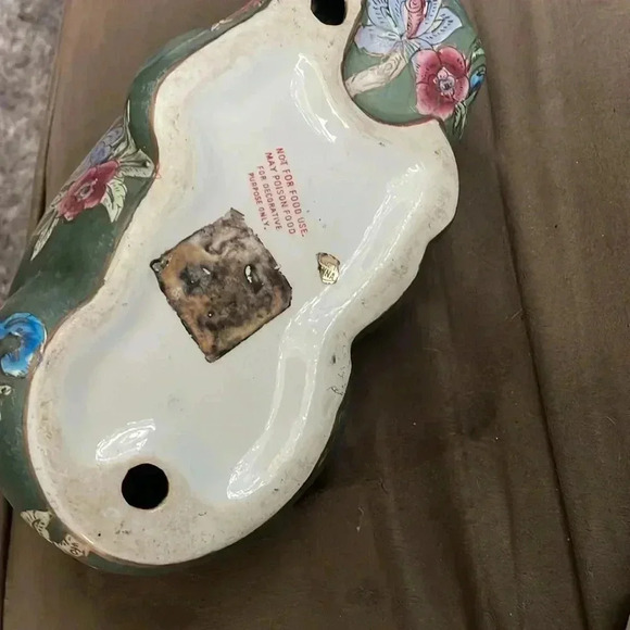 Chinese satsuma sleeping cat figure enamel floral porcelain - Picture 6 of 7